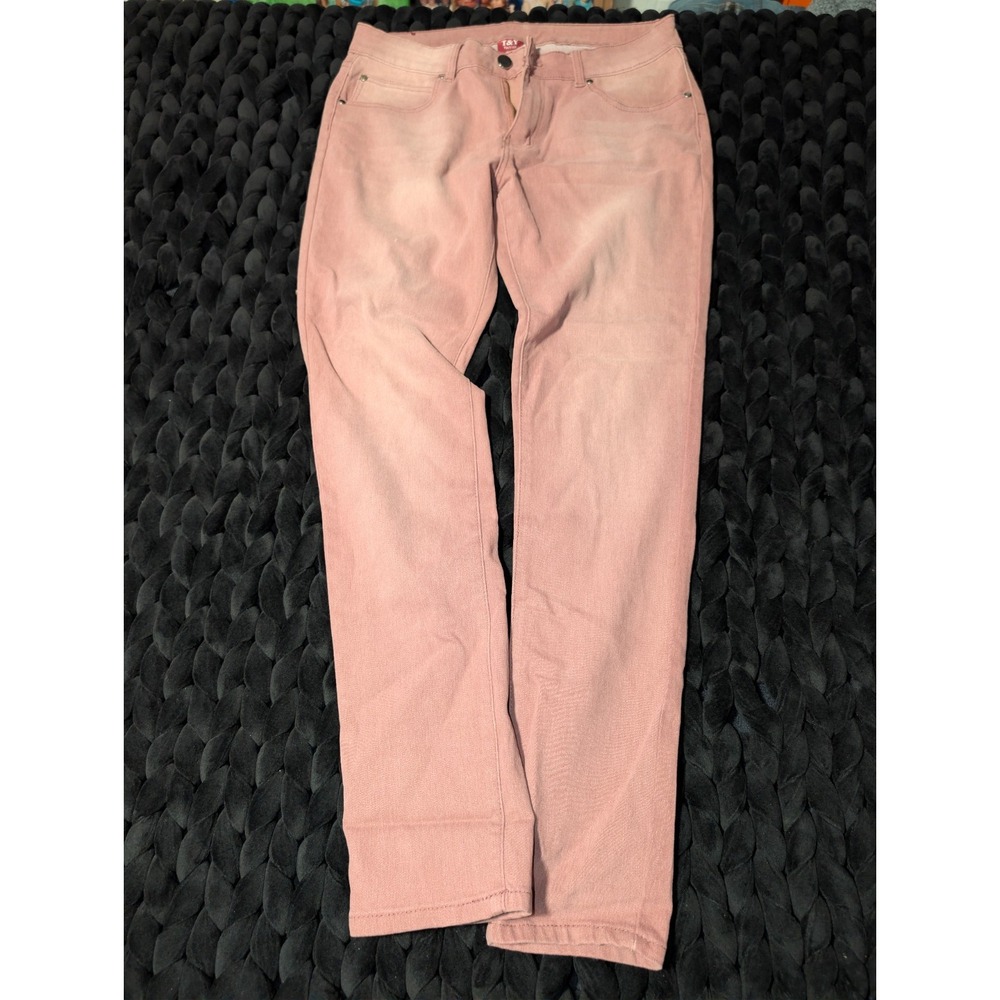Womens T&Y Fashion Pink Skinny Pants Junior Size 15/16 Y2k Pastel Stretch